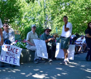 Rogue's gallery protesting against Syria strike, Riverfront Park, Sunday, September 1, 2013